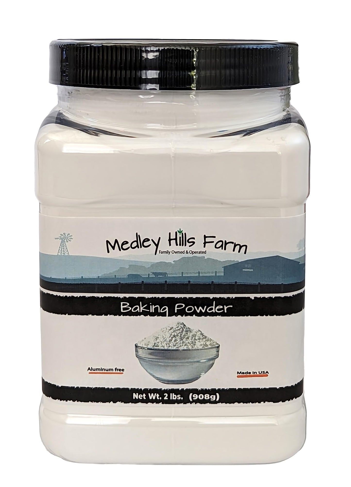 Baking Powder aluminum free by Medley hills farm 2 Lbs. in Reusable Container - Double acting aluminum free baking powder - Kosher - Baking - Made in