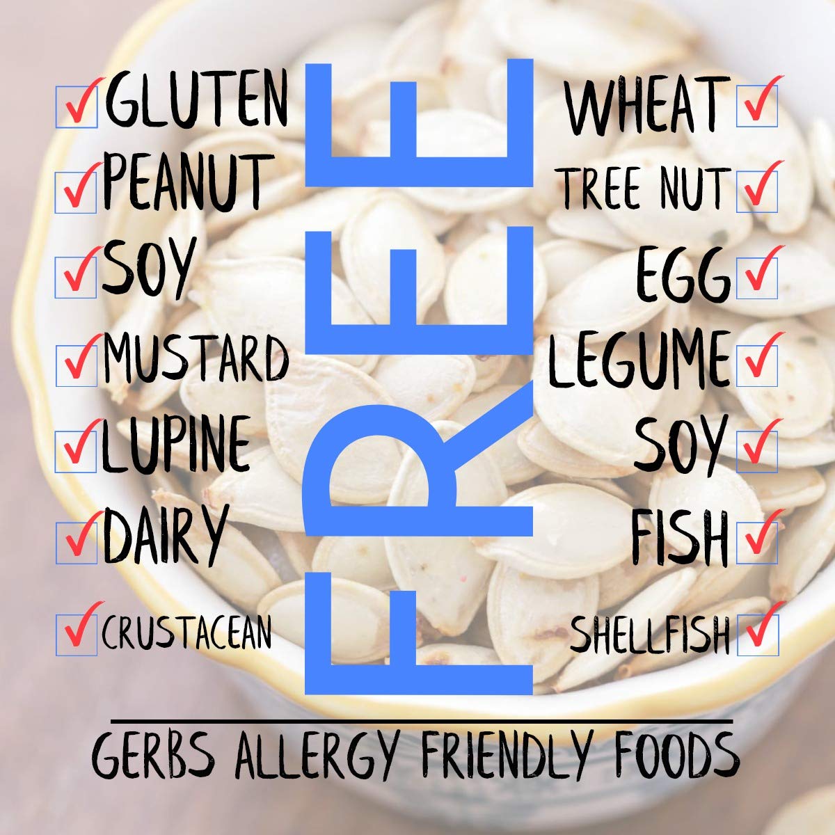 Sea Salted Roasted Pumpkin Seeds in Shell by Gerbs - 4 LBS - Top 11 Food Allergen Free & Non GMO - Premium Whole Pepitas, Product of USA