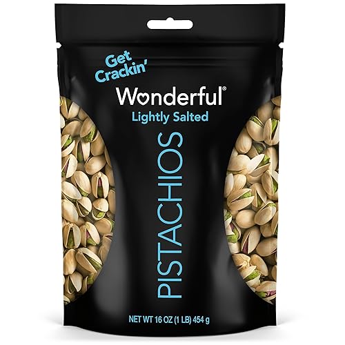 Wonderful Pistachios In Shell, Lightly Salted Nuts, 16 Ounce Resealable Bag, Protein Snacks, Gluten Free, Healthy Food, Office Snacks