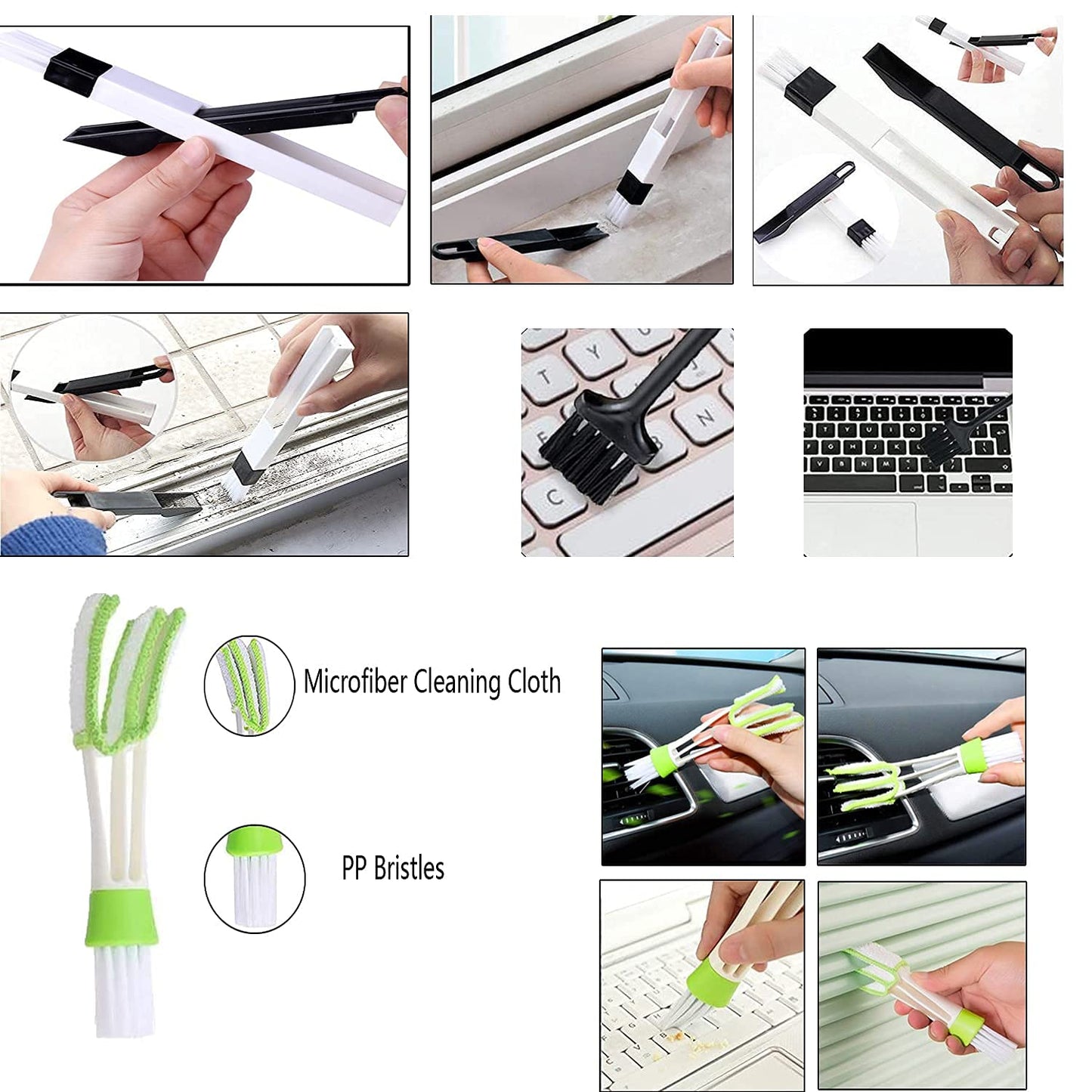 Window Groove Cleaning Brush Set Magic Gap Cleaner Tool Hand-held 12Pcs Professional Blinds Slot Duster Kit Sliding Door Corner/Shutter/Curtain/Car
