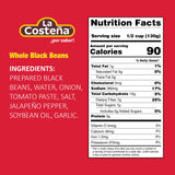 La Costeña Whole Black Beans - Ready-to-Eat Canned Black Beans for Mexican Food, Vegetarian Chili Ingredients, Frijoles Negros, Hummus, Dips, Burgers