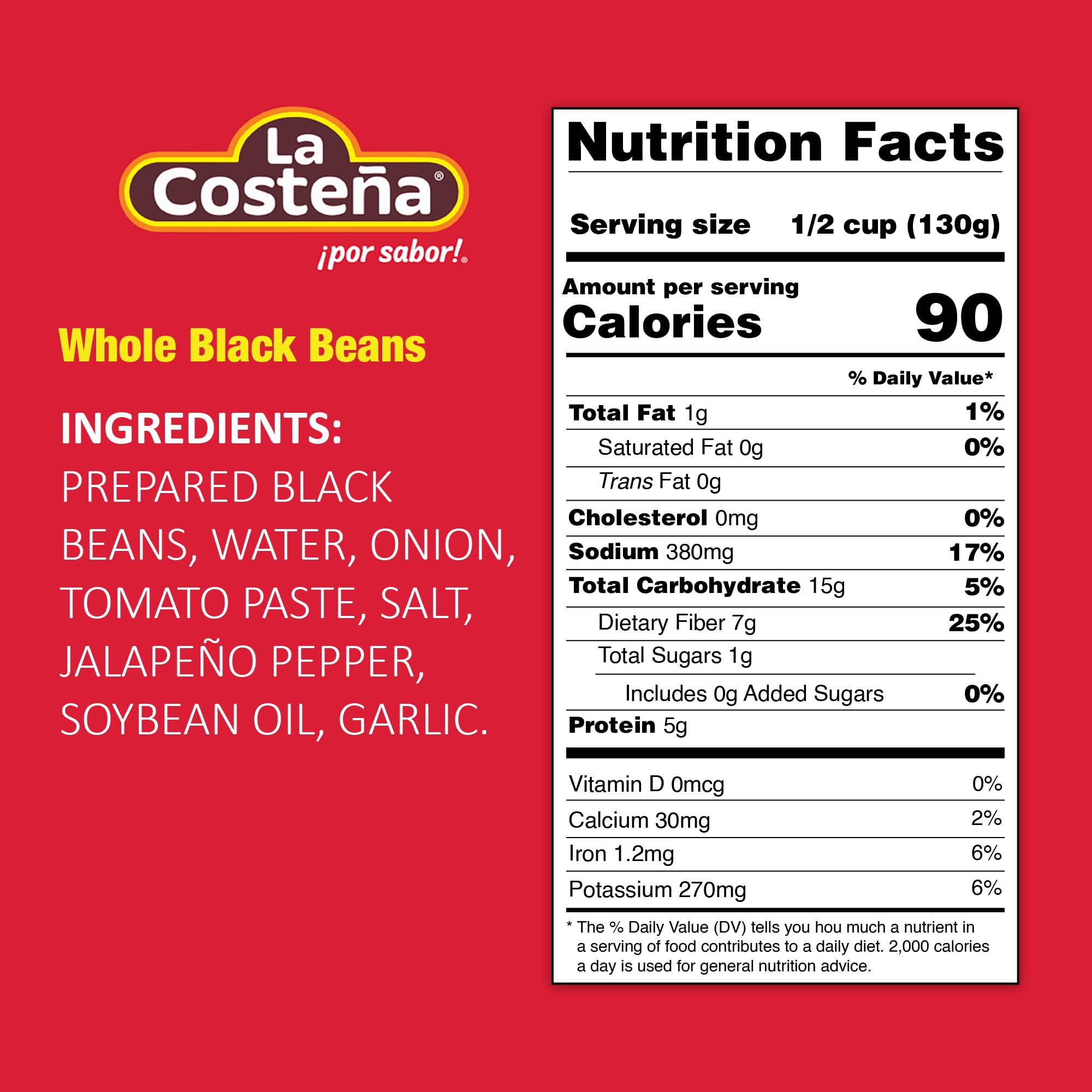 La Costeña Whole Black Beans - Ready-to-Eat Canned Black Beans for Mexican Food, Vegetarian Chili Ingredients, Frijoles Negros, Hummus, Dips, Burgers