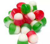 Holiday JuJu Drops - Festive Christmas Gummies, Cherry and Lime Flavored Christmas Shaped Candy Bells - Red, White, and Green JuJu Jelly Candies (1