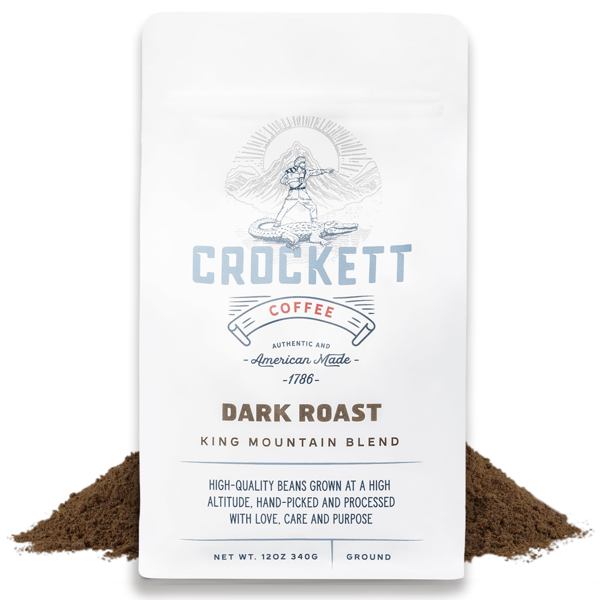 Crockett Dark Roast Ground Coffee - Bold Dark Roast Ground Coffee with Full-Bodied Flavor, Smooth Finish & No Bitterness - Perfect for Rich, Gritty