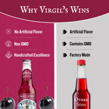 Virgil's Naturally Bold Handcrafted Black Cherry Soda, 12 fl oz Bottle - Bold Creamy Flavor w/Mellow Cherry Finish - Natural & Made w/Real Cane Sugar