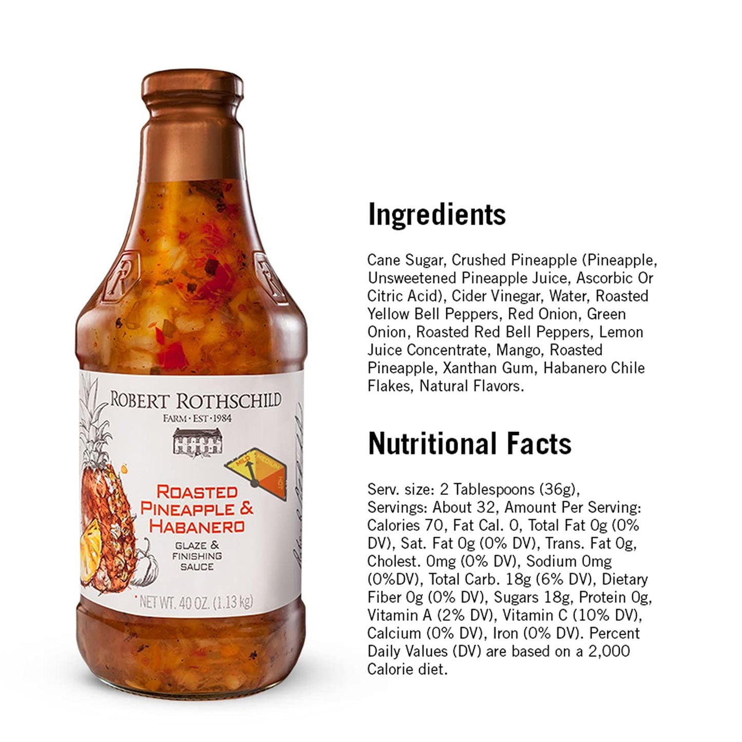 Robert Rothschild Farm Roasted Pineapple & Habanero Gourmet Glaze and Finishing Sauce - Sweet and Spicy Marinade, Glaze or Dip (40 Oz (Pack of 3))