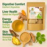 Cardo mariano, curcuma, diente de leon, boldo & cuachalalate TE (Milk thistle, turmeric, dandelion, boldo & cuachalalate) 24 Tea Bags, 100% natural