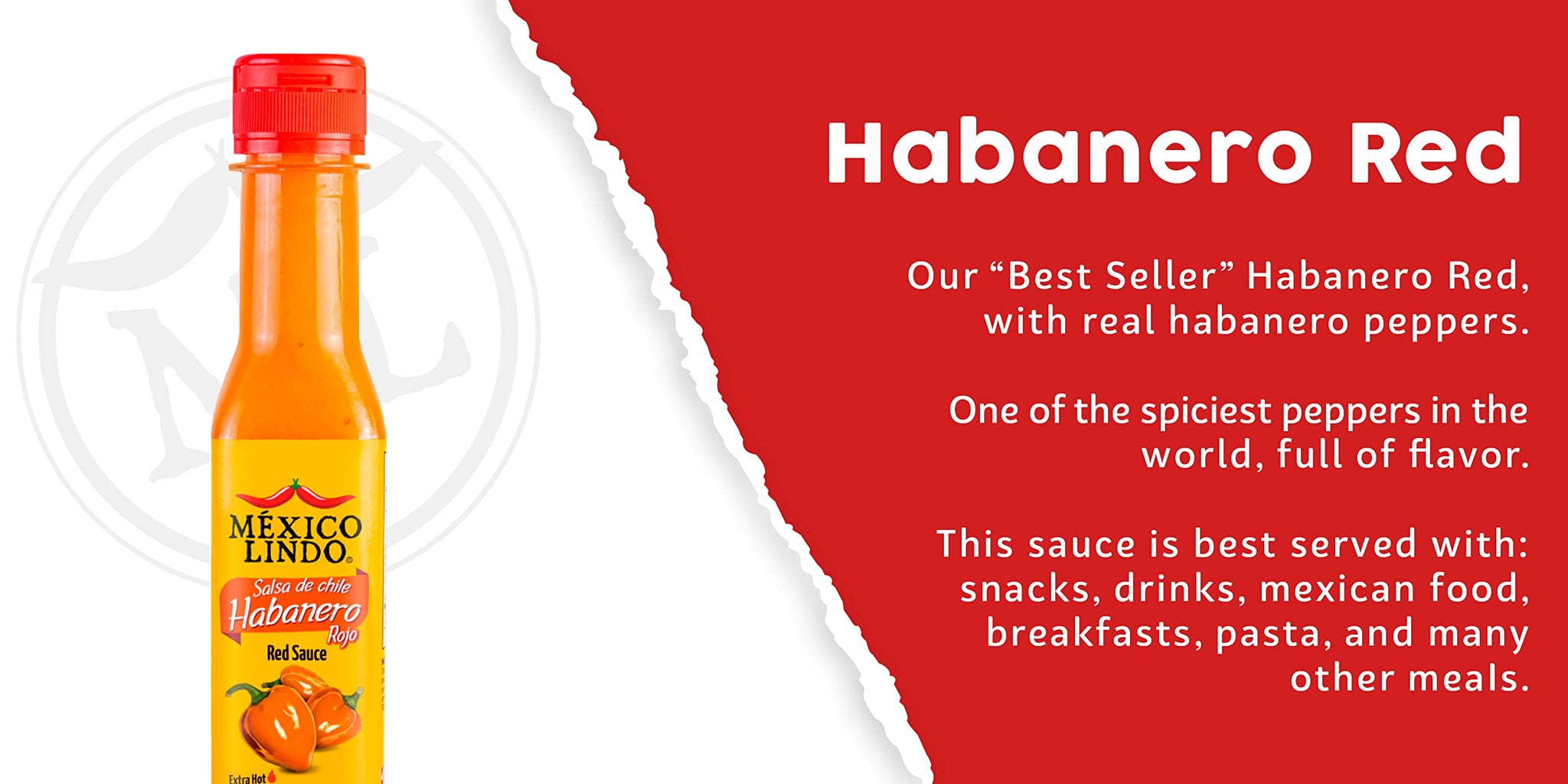 Mexico Lindo Red Habanero Hot Sauce | Real Red Habanero Chili Pepper | 78,200 Scoville Level | Enjoy with Mexican Food, Seafood & Pasta | 5 Fl Oz