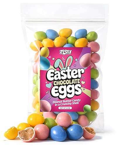 Mini Peanut Butter Candy Eggs, 10 oz Bag - Crunchy Shell Peanut Butter Eggs, Pastel Easter Candy for Baskets, Egg Hunts, Candy Bowls & Spring Party