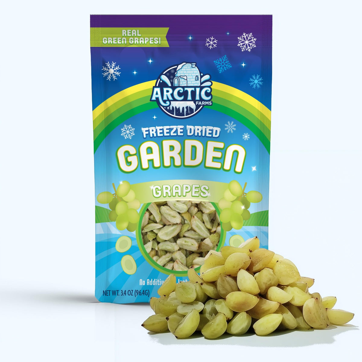 Arctic Farms Freeze-Dried Green Grapes - Large (3.2 oz) | 100% Real, No Sugar Added, Nothing Artificial