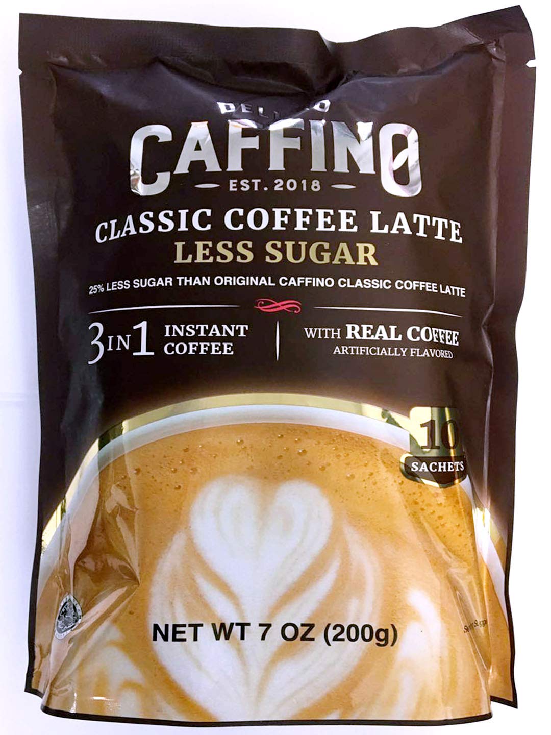 3 in 1 instant Coffee Latte with Less Sugar 7 oz (Classic, 3 Packs)