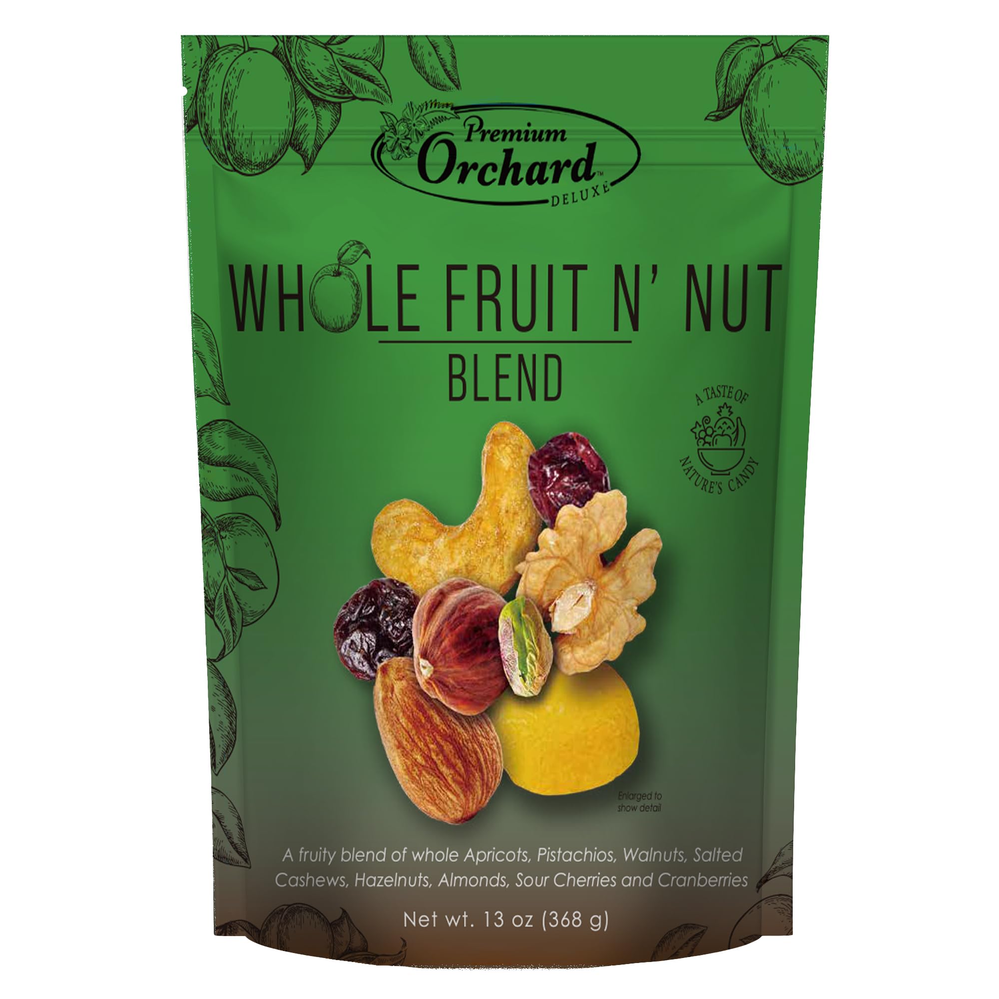 PREMIUM ORCHARD Whole Fruit N' Nut Blend - Deluxe Trail Mix Nuts | Heart Healthy Snacks for Adults and Kids | Fruit and Nut Trail Mix | Good Snack Mix