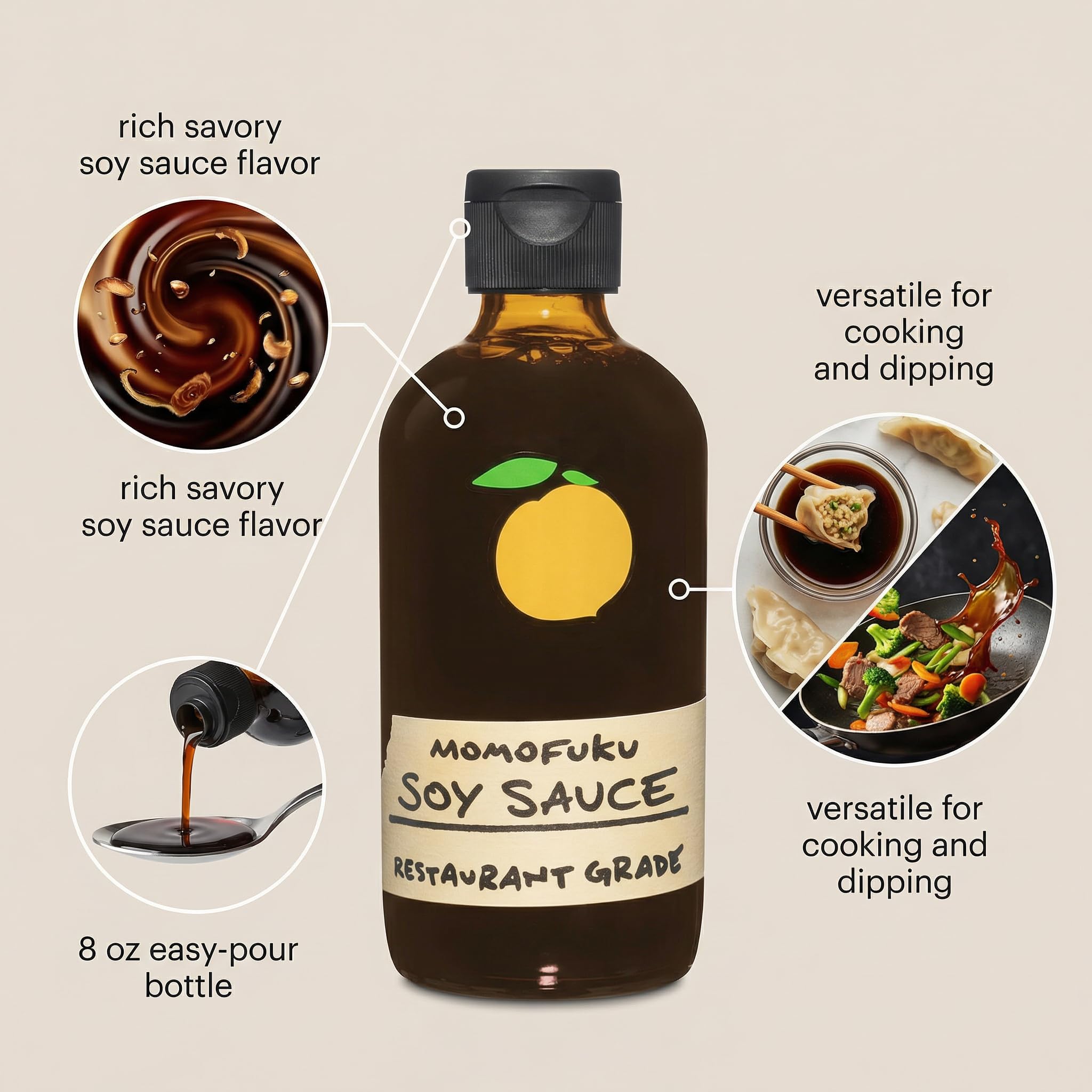 Momofuku Sauce Soy 8 oz - Pack of 2 - Soy Sauce for Asian Cooking - Dark Soy Low Sodium Shoyu - Light Style Dumpling Sauce - Organic Tamari