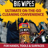 BIG WIPES Heavy Duty Industrial Hand Cleaning Wipes, Textured Scrubbing Degreaser Wipes for Mechanics and Tool Cleaner - 80 Count Canister (2 Pack)