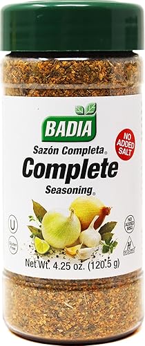 Badia Complete Seasoning Salt-Free, 4.25 oz - All-Purpose Spice Blend of Garlic, Onion, Pepper, Herbs & Spices - Savory Signature Blend (with No Salt)