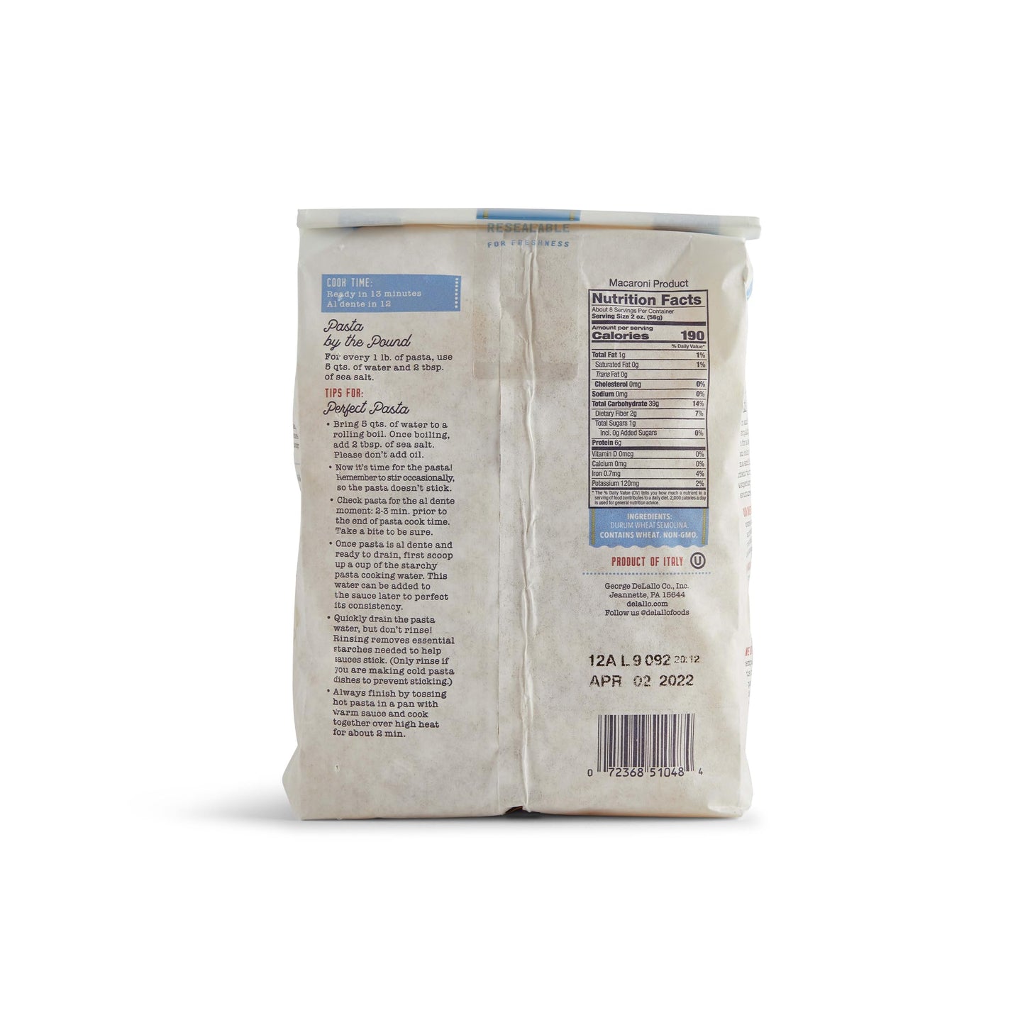 DeLallo Rigatoni Pasta, 1 Pound Bag, 4 Pack, Made in Italy, Cooks in 13 Minutes, Made with Durum Wheat Semolina Flour, Al Dente Texture, Non-GMO