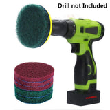 DUOSHIDA 5 Inch Drill Powered Brush Tile Scrubber Scouring Pads Cleaning Kit, 2 Different Stiffness, 5-Inch Disc Pad Holder with 6 Scrubbing Pads
