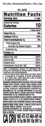 Monster Energy Ultra Strawberry Dreams, Sugar Free Energy Drink, 16 Ounce