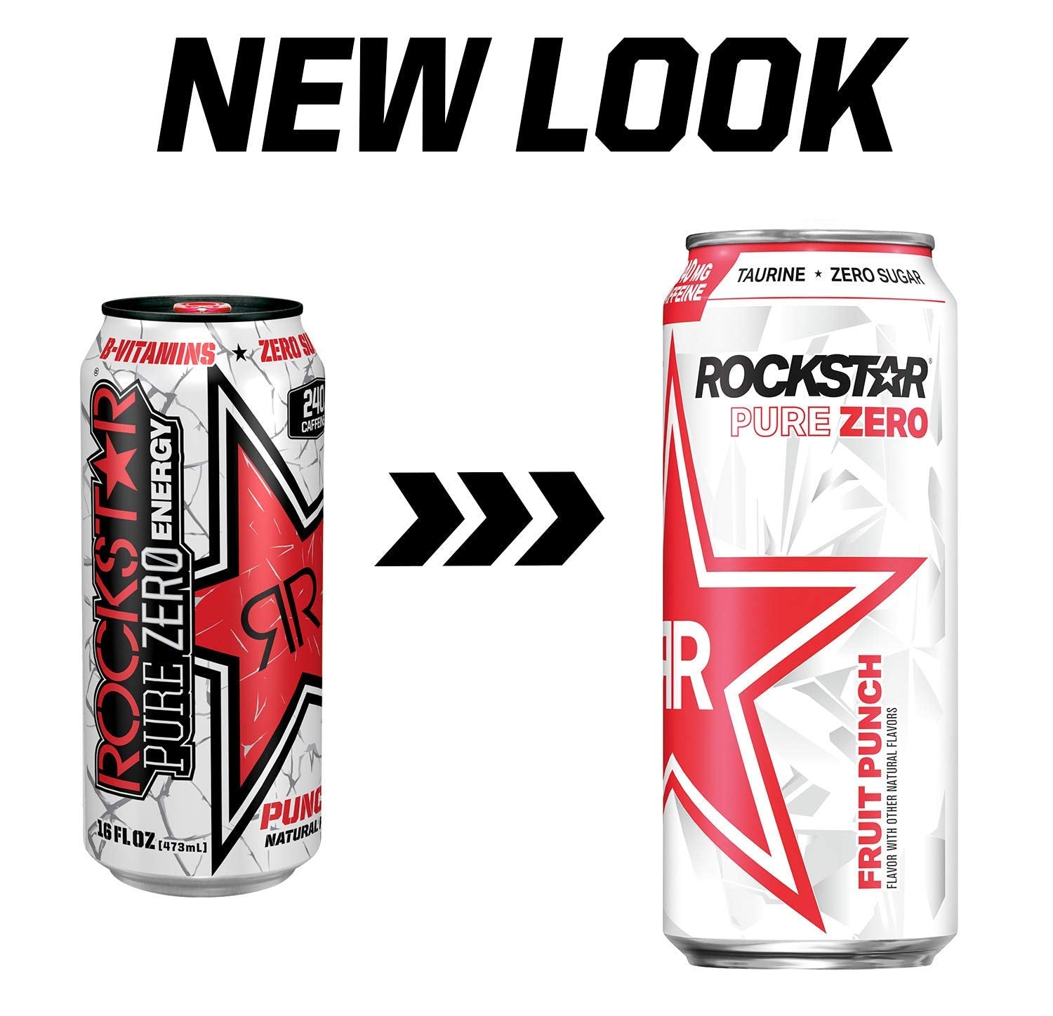 Rockstar Pure Zero Punched - 16 ounce (Pack of 16) and Stinger Pomegranate Passionfruit Energy Chews