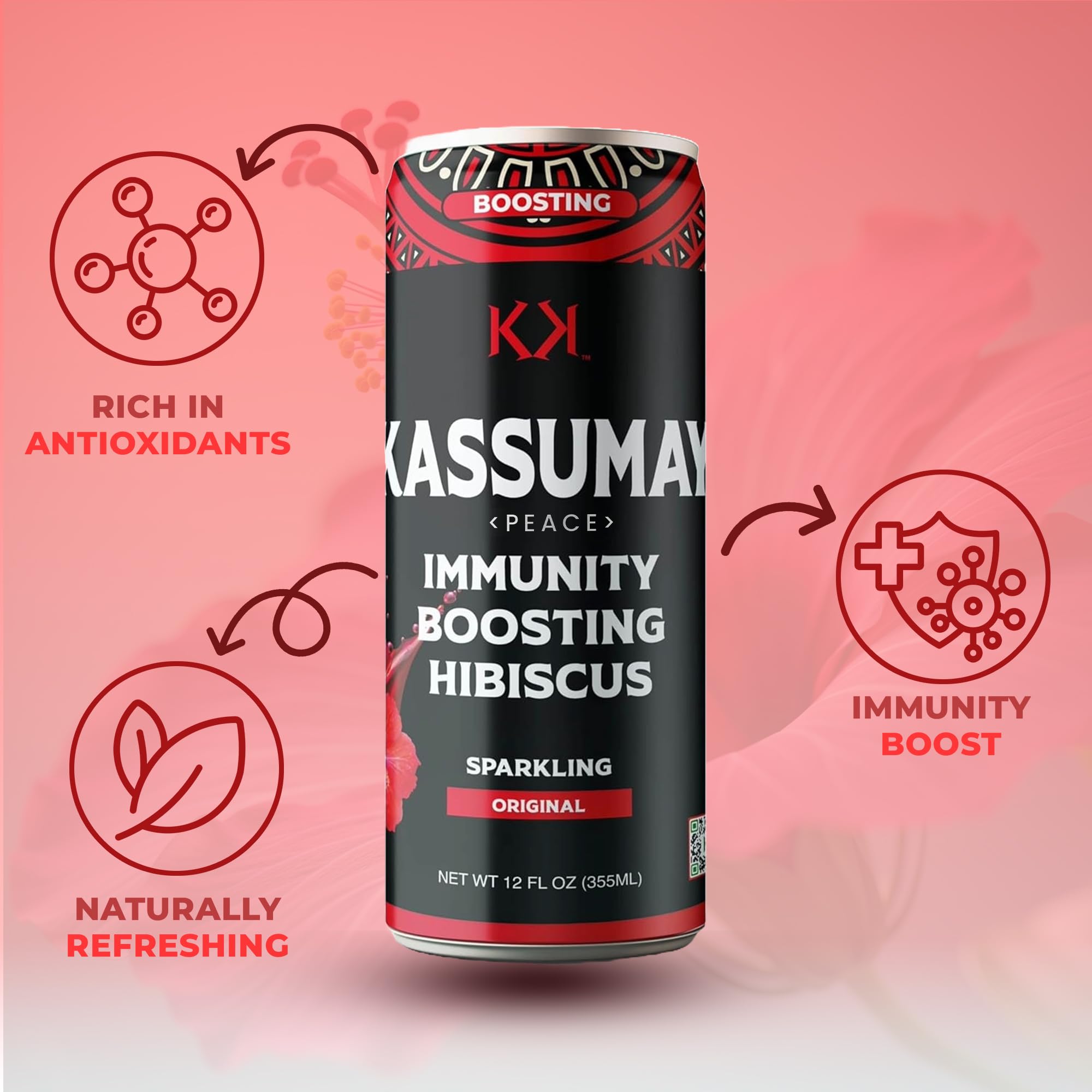 Kassumay Original Sparkling Hibiscus Drink - Premium Plant-Based Wellness Beverage | Immunity Boosting | Antioxidant-Rich | Low Sugar | No Added