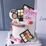 15PCS Makeup Cake Toppers Cosmetics Theme Decorations Lipstick Eye Shadow Blush for Girls Women Bridal Shower Birthday Partys