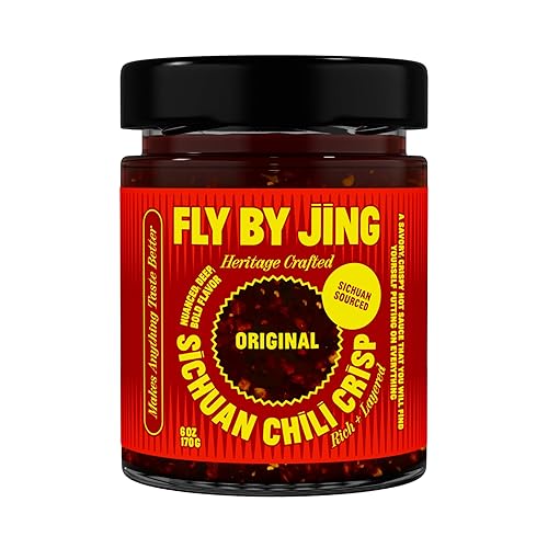 FLYBYJING Original Sichuan Chili Crisp: Premium Chili Oil w/Crunchy Garlic and Shallots - Spicy, Savory, Vegan, Sugar Free Hot Sauce - Good on