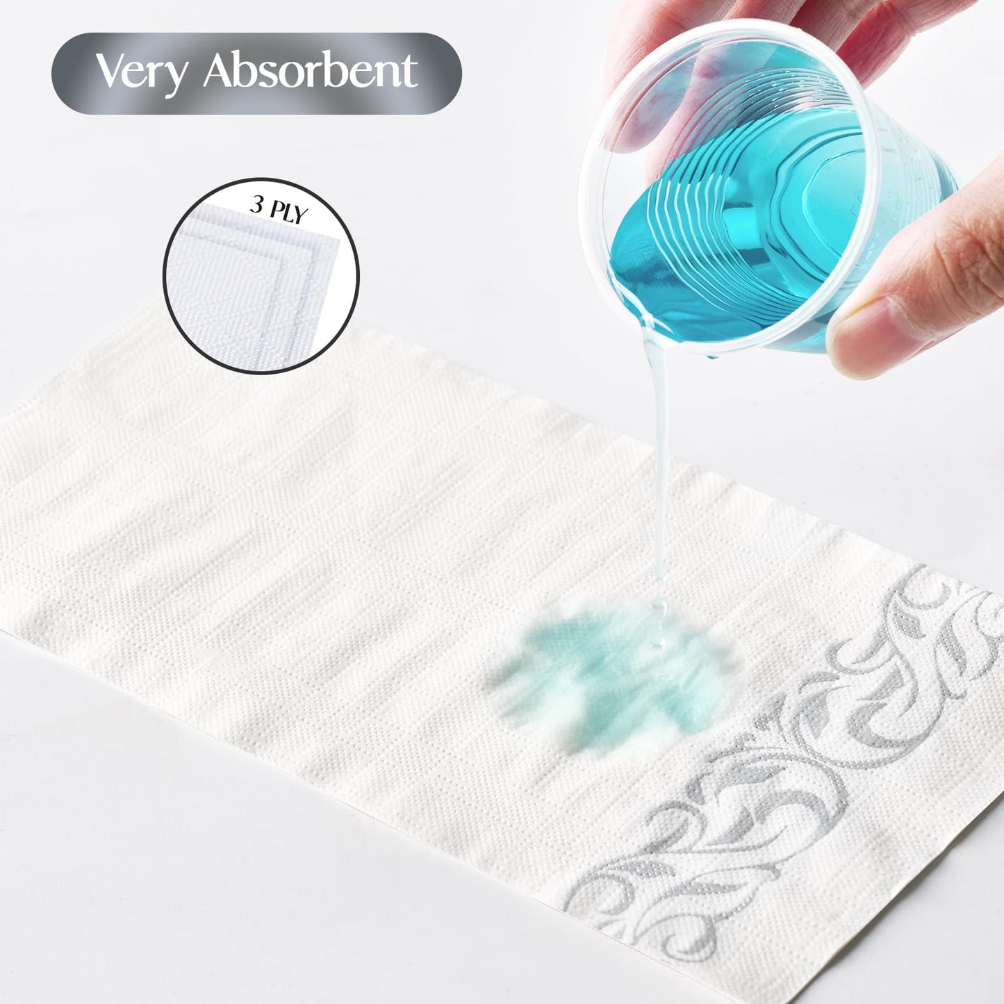 Vplus 400 Pack Paper Napkins Guest Towels Disposable Premium Quality 3-ply Dinner Napkins Disposable Soft, Absorbent, Perfect for Kitchen, Wedding