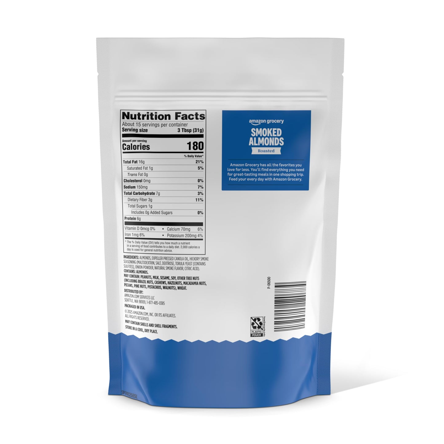 Amazon Grocery, Smoked Almonds, Roasted, 16 Oz (Previously Happy Belly, Packaging May Vary)