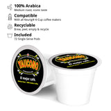Yaucono Ground Medium Roast Arabica Coffee Single-Serve Pods, 72 Count, Compatible with Keurig K Cup Brewers