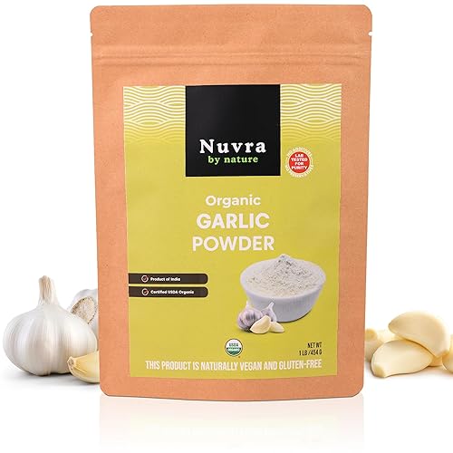 Nuvra by Nature Organic Garlic Powder 1 Lb - Pure & Aromatic - Rich in Flavor & Nutrients | Premium Culinary Spice for Cooking & Seasoning |