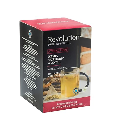 Revolution Tea ATTRACTION Hemp, Turmeric & Anise Hemp Tea - Unique Blend with Herbal Twist with Ginger, Orange peel, Cinnamon, and Star Anise