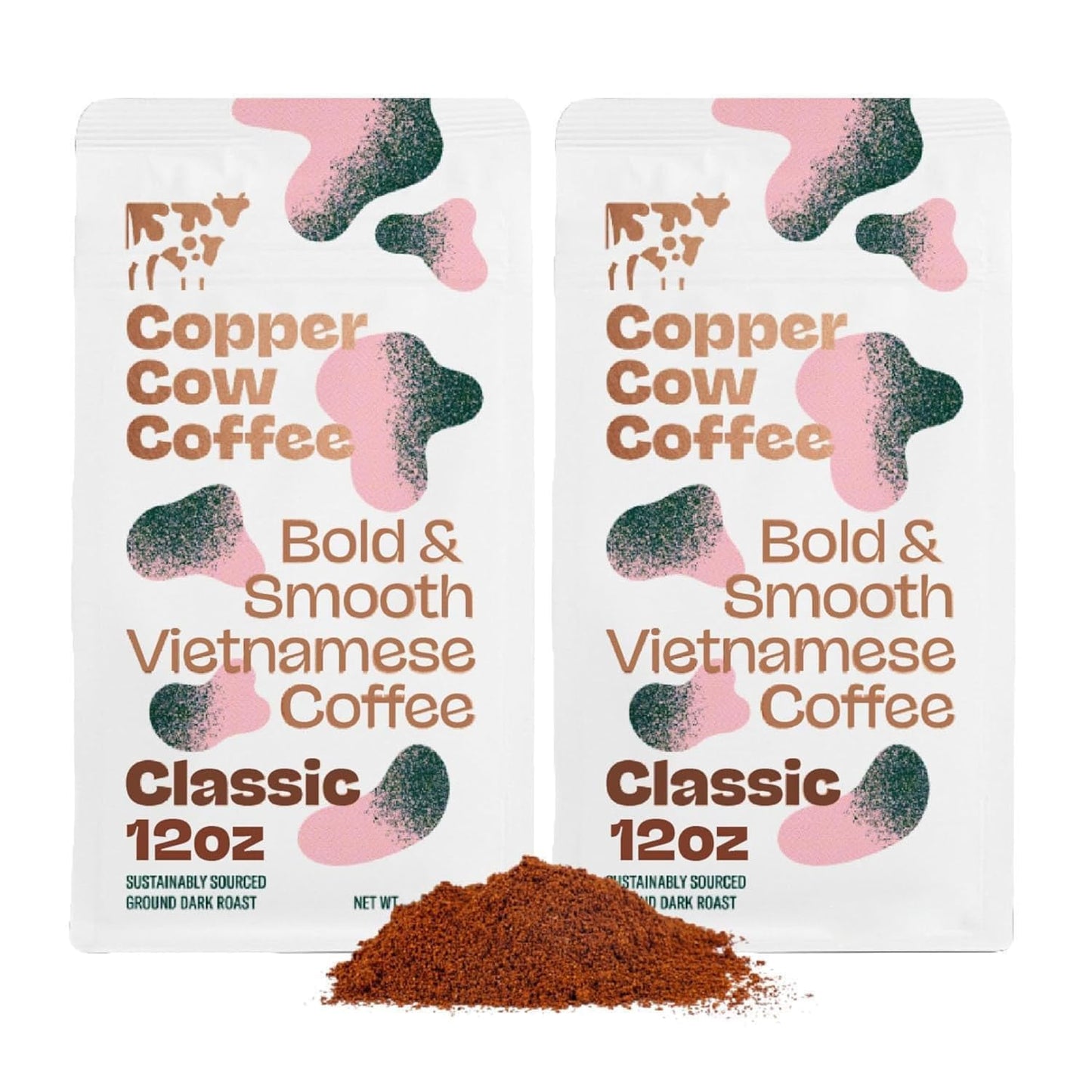 Copper Cow Premium Vietnamese Ground Coffee, 24 OZ | Classic Black Coffee | Dark Roast Made from Robusta Beans | 100% Vietnamese Coffee, Smooth, Bold