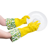 Evriholder Glam-Gloves Reusable Latex Dishwashing Gloves for Kitchen or Cleaning, Yellow, 3 Pairs, Patterns May Vary