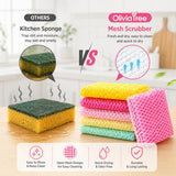 OliviaTree Dish Scrubber 5 Pack, Non Scratch Reusable Mesh Scrub Cloth for Washing Dishes Pots Pans Sink, Quick Dry Odor Resistant Sponge Alternative