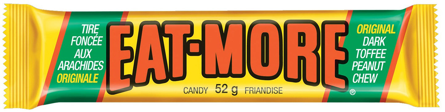 EAT-MORE Dark Chocolate, Toffee Peanut Chew, (6ct) 52g/1.8 oz, {Imported from Canada}