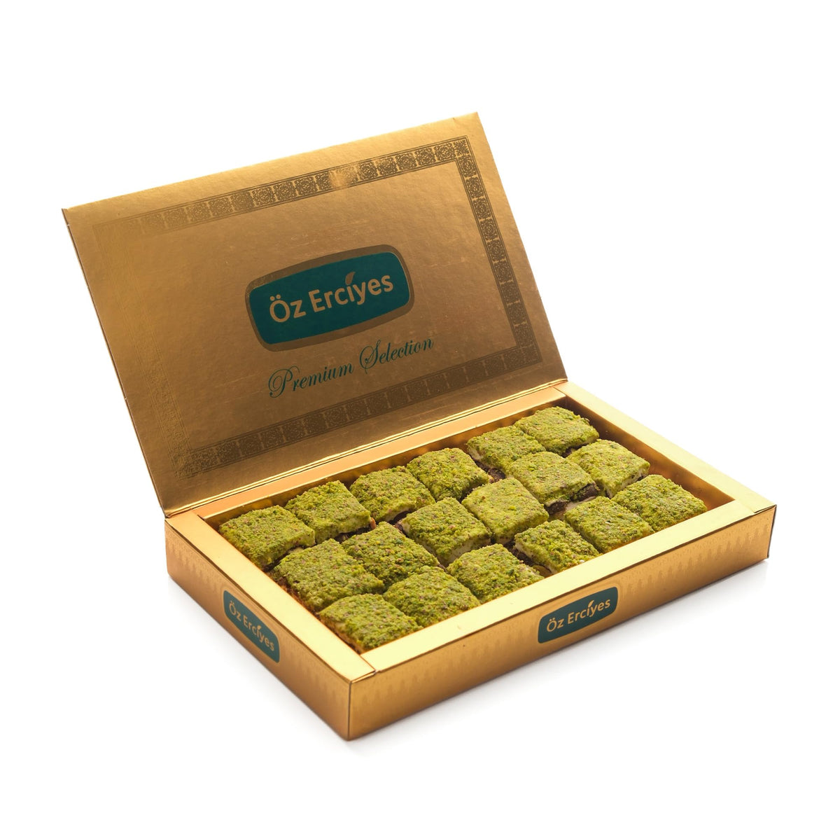 Baklava Style Turkish Delight with Chocolate and Pistachio - Soft Lokum Candy, Gourmet Turkish Sweets Gift Box, Delicias Turcas, 17.6 oz (500g)