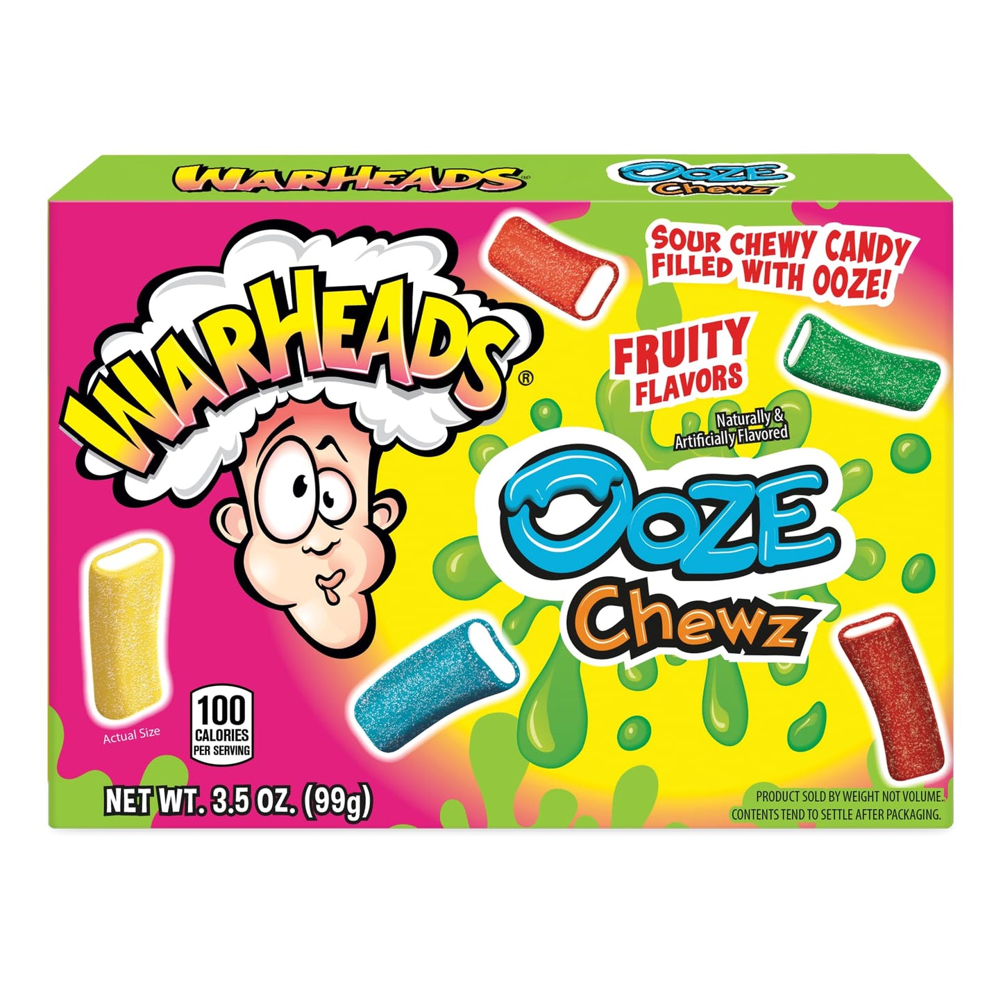 WARHEADS Ooze Chewz - Chewy Bite-Size Candy with Sour Filling - Mango, Strawberry, Green Apple, Black Cherry, Watermelon & Blue Raspberry Flavors