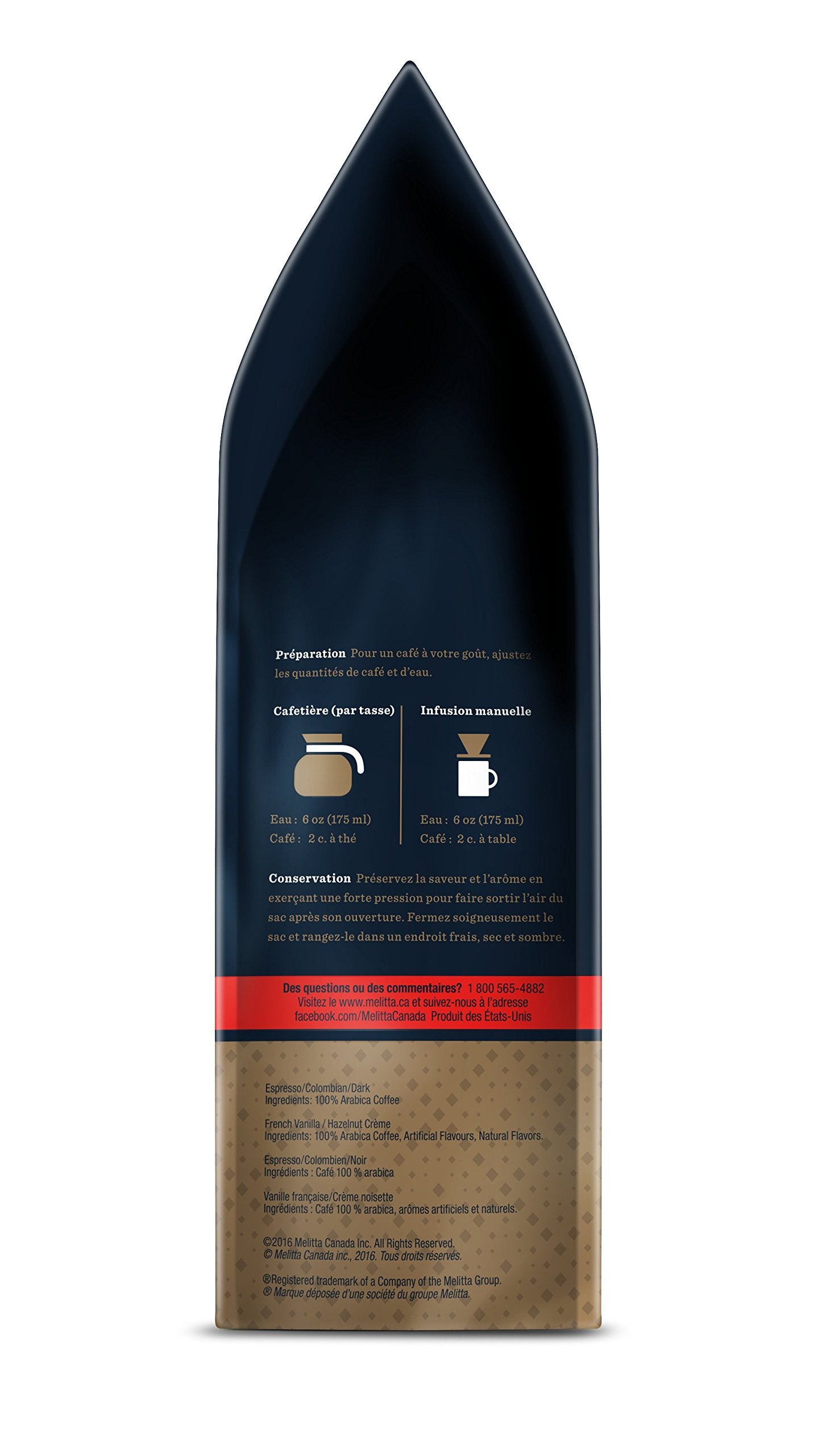 Melitta Espresso, BellaCrema, Dark Roast, Whole Coffee Beans, 2 Pound Bag