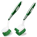 Libman Dish Brush Set with Long Handle - Deep Cleaning Brushes - Dish Scrubber & Scraper - Kitchen Scrub Brush for Dishes, Sinks, Pots, Pans