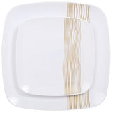 R-kay Gold Plastic Plates - 40 Pack - 20 Square 10.25'' & 20 Round 7.5'' Disposable Plates - Heavy Duty Plastic Plates for Party & Wedding