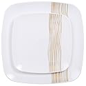 R-kay Gold Plastic Plates - 40 Pack - 20 Square 10.25'' & 20 Round 7.5'' Disposable Plates - Heavy Duty Plastic Plates for Party & Wedding