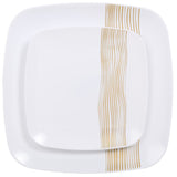 R-kay Gold Plastic Plates - 40 Pack - 20 Square 10.25'' & 20 Round 7.5'' Disposable Plates - Heavy Duty Plastic Plates for Party & Wedding