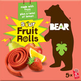 BEAR Sour Fruit Snack Rolls, Strawberry Lemon - 0.7 Ounce (5 Count) - Gluten Free, Vegan, and Non-GMO - Healthy School And Lunch Snacks For Kids