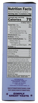 Back To Nature Roasted Garlic & Herb Stoneground Wheat Crackers, 5 Oz