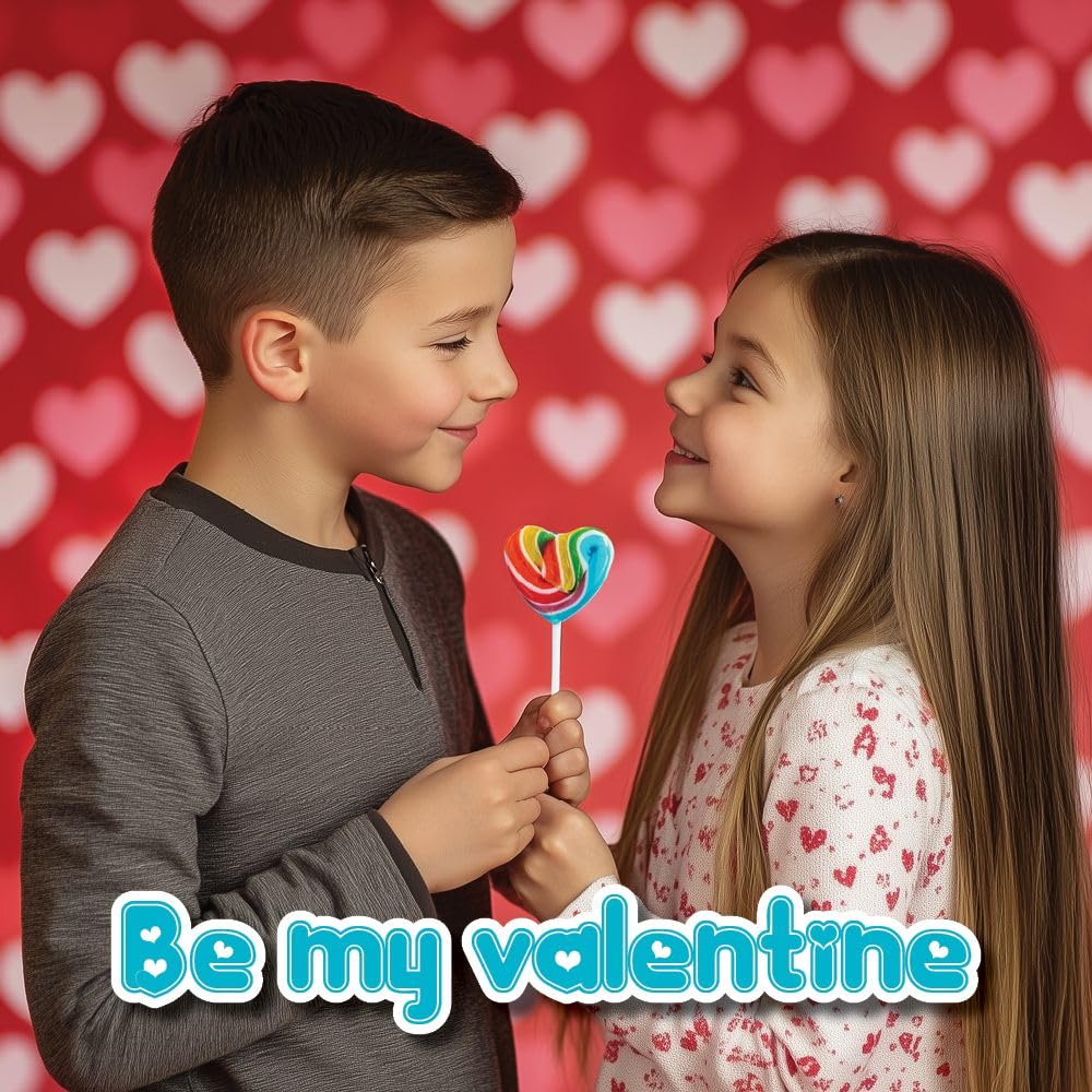 24 Heart Rainbow Lollipops Individually Wrapped, Bursting with Fruity Flavor, Great Swirl Lollipops for Kids Birthday Parties, Valentines Lollipop