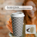 JOLLY PARTY Disposable Coffee Cups with Lids -16 oz (100 Sets) To Go Cups, Paper Coffee Cups for Beverages Espresso Tea, Suitable for Cafes, Offices