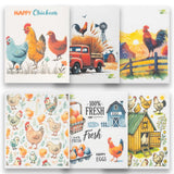 SWEDEdishcloths - Cellulose Sponge Dish Towels - Mixed Set of 6 (One of Each Design) Chickens Swedish Dish Cloths