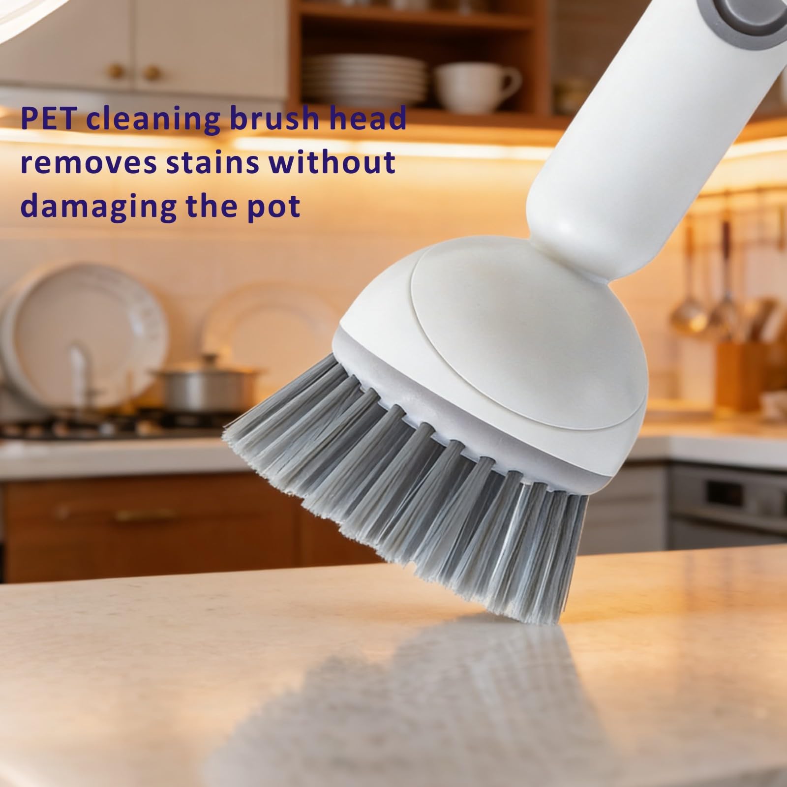 QMUNLLO 360° Rotating Dish Brush with Soap Dispenser, Non-Slip Long Handle Kitchen Scrubber Cleaning Set with Towel and Wall Hook, Ideal for Sink