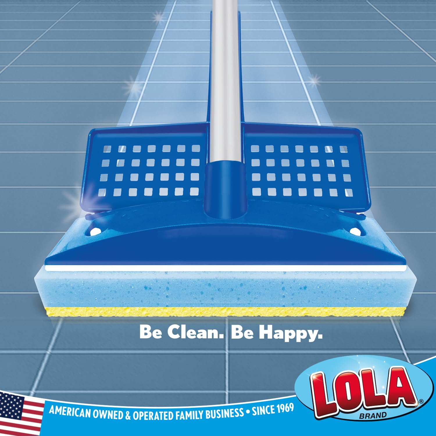 LOLA Squeeze Sponge Mop w/ Poly Foam & a Natural Cellulose Layer & 3 Replacement Heads / Refill Bundle, Absorbs & Wicks Moisture, Floor Cleaner