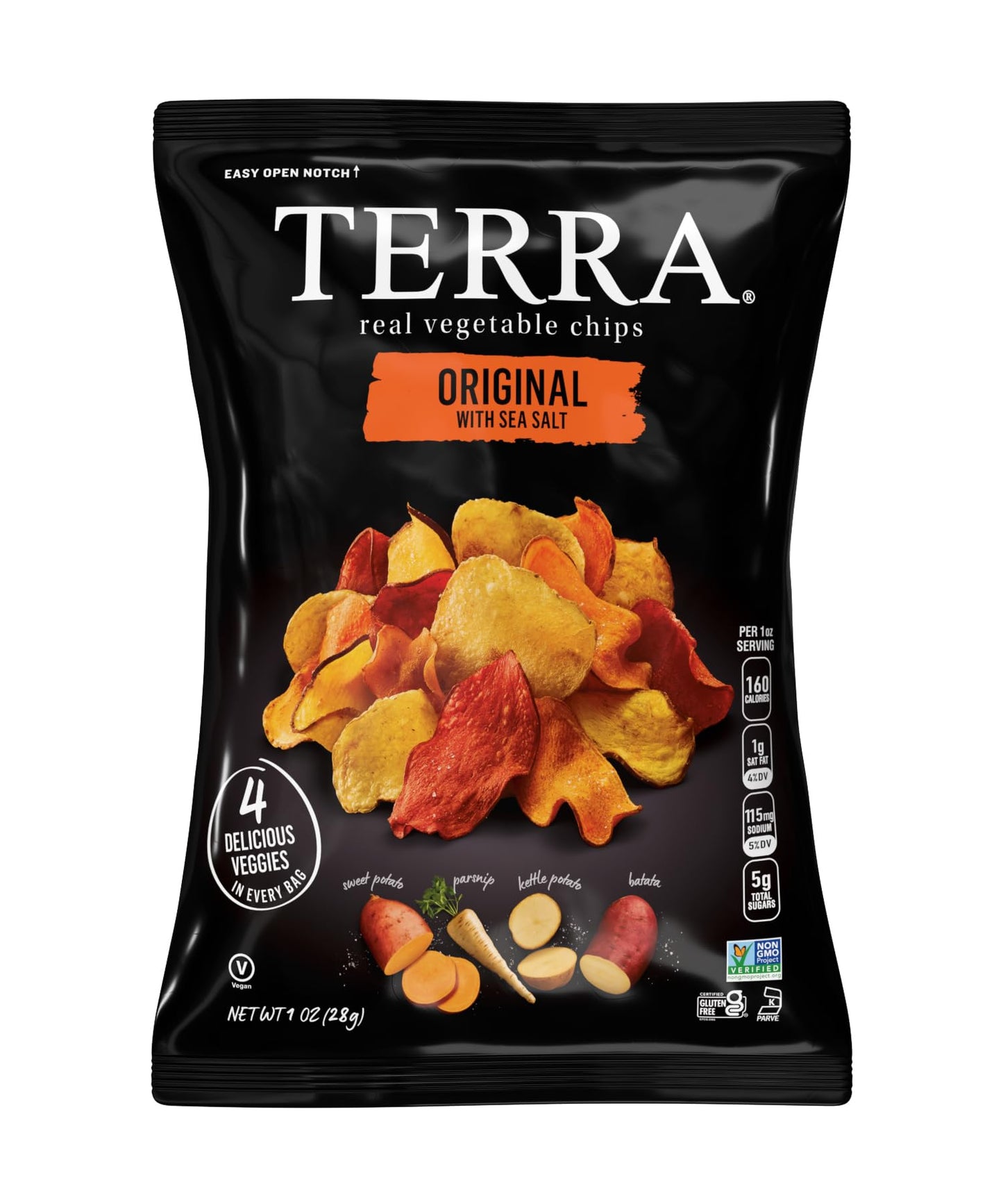 Terra Original and Sweet Potato Vegetable Chips, 1 oz Bag (Pack of 24)